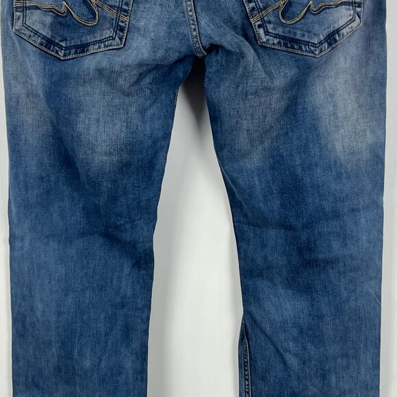 J Wargas Straight Jeans Size 32 Blue Inseam 32in Rise 9in Stretch 5 Pocket - Picture 8 of 9